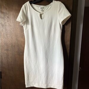 Dressbarn Ivory Textured Jacket with Gold Detail